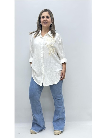 CAMISA BARBARA FLOR BLANCO