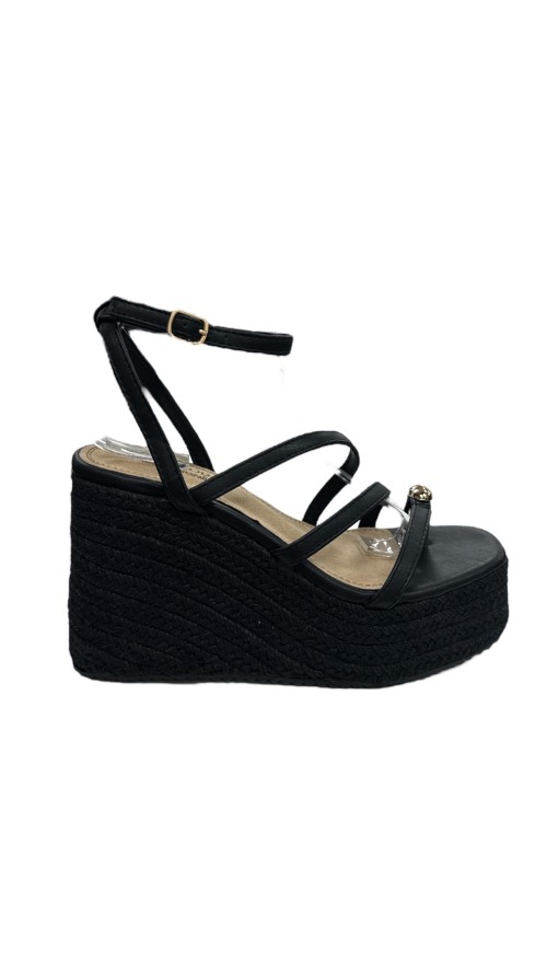 SANDALIA ESPARTO ADORNO METAL NEGRO