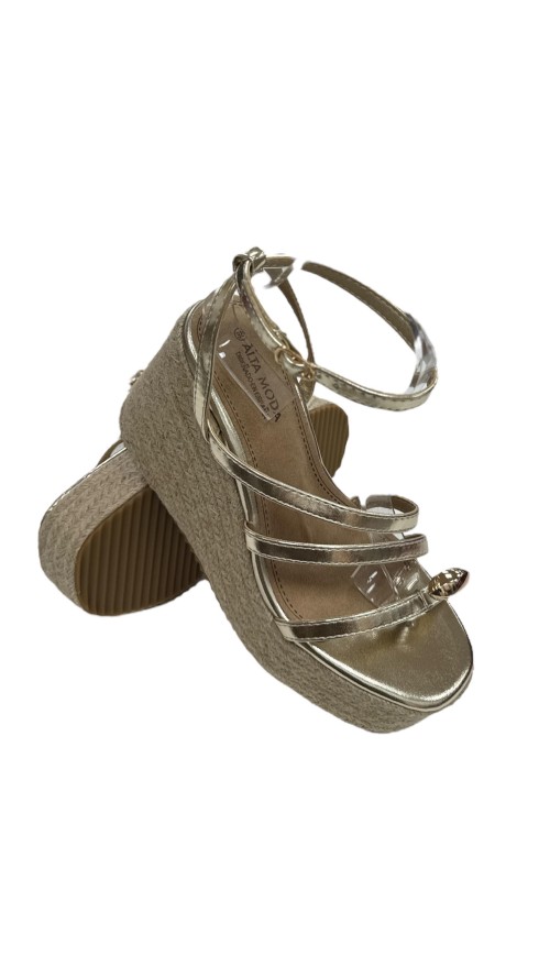 SANDALIA ESPARTO ADORNO METAL ORO