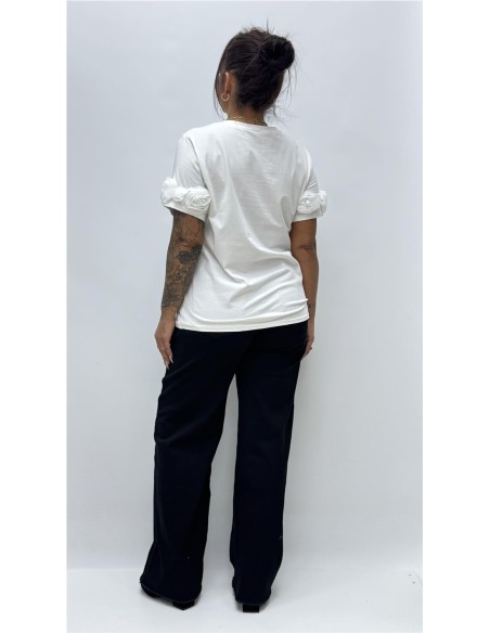 CAMISETA FLORECITA BLANCO