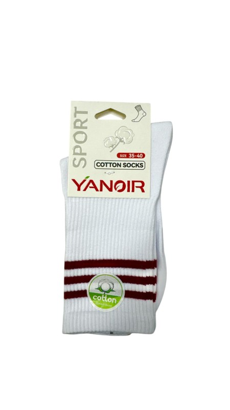 CALCETIN 3 RAYAS BURDEOS