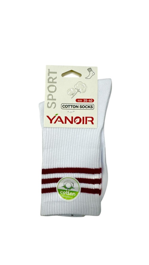 CALCETIN 3 RAYAS BURDEOS