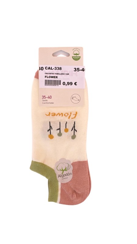 CALCETIN TOBILLERO VARIADO ROSA