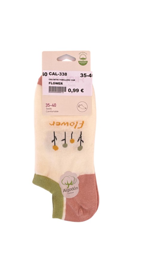 CALCETIN TOBILLERO VARIADO ROSA