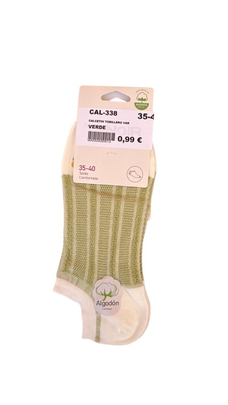 CALCETIN TOBILLERO VARIADO VERDE