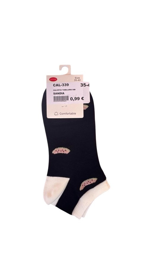 CALCETIN TOBILLERO DIBUJO ROJO