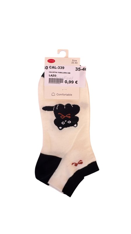 CALCETIN TOBILLERO DIBUJO BEIG