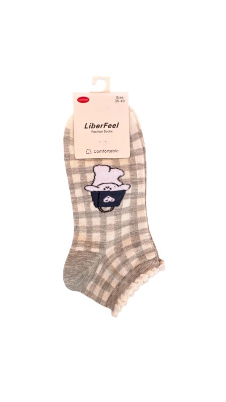 CALCETIN TOBILLERO DIBUJO GRIS