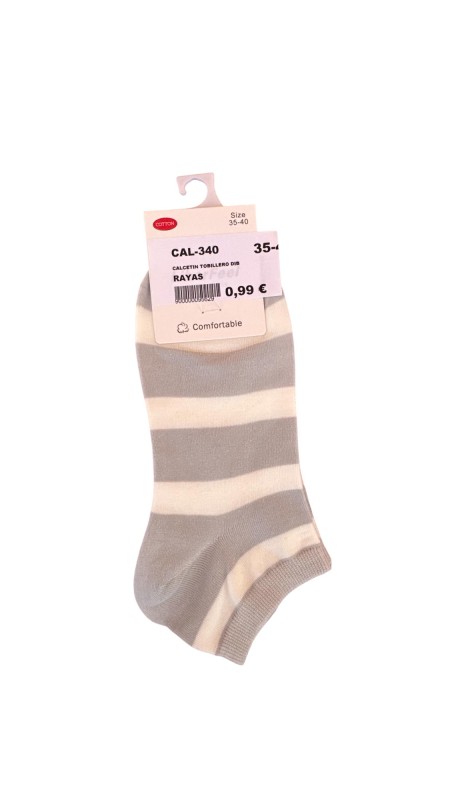 CALCETIN TOBILLERO DIBUJO MARRON