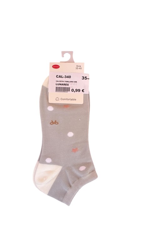 CALCETIN TOBILLERO DIBUJO TAUPE 2