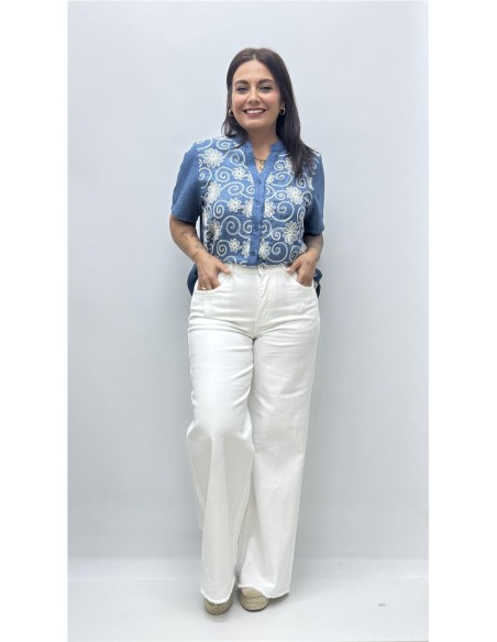 CAMISETA VAQUERA FLOR VAQUERO OSCURO