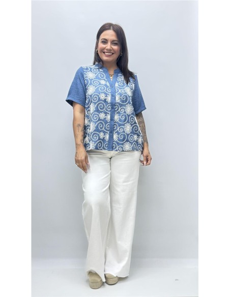 CAMISETA VAQUERA FLOR VAQUERO OSCURO