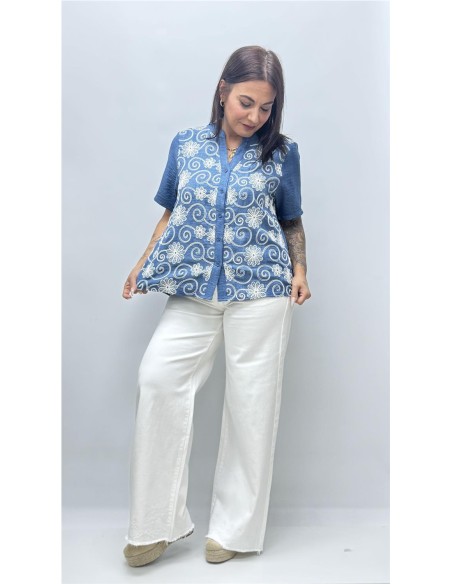 CAMISETA VAQUERA FLOR VAQUERO OSCURO