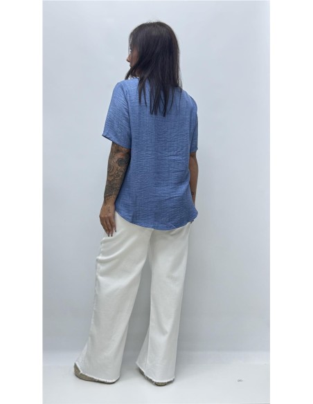 CAMISETA VAQUERA FLOR VAQUERO CLARO