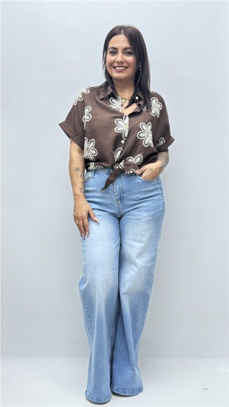 CAMISA BENIDORM MARRON