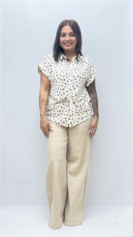 CAMISA CORAZON NUDO BEIG 2