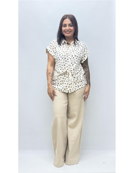 CAMISA CORAZON NUDO BEIG