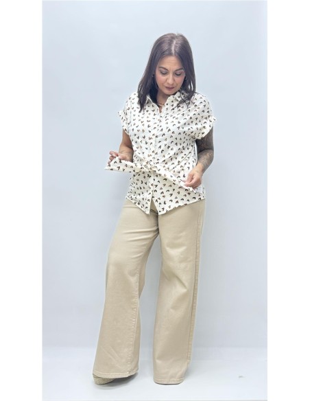 CAMISA CORAZON NUDO BEIG