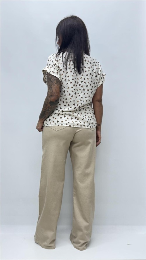 CAMISA CORAZON NUDO BEIG