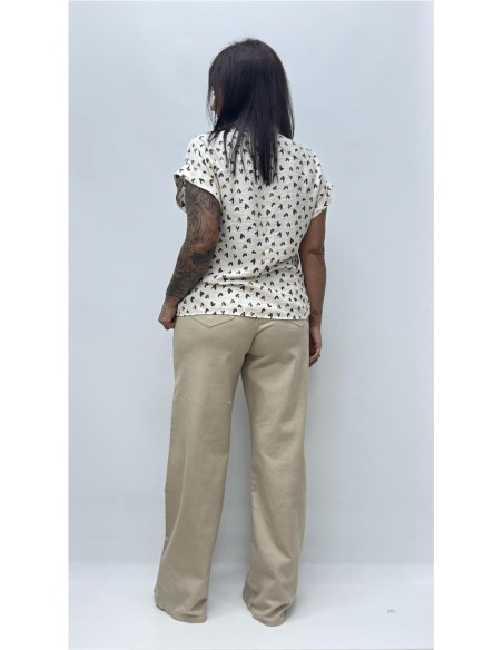 CAMISA CORAZON NUDO BEIG