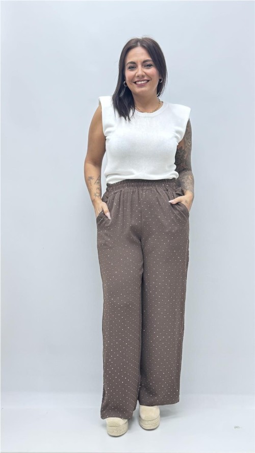 PANTALON BRILLANTE MARRON