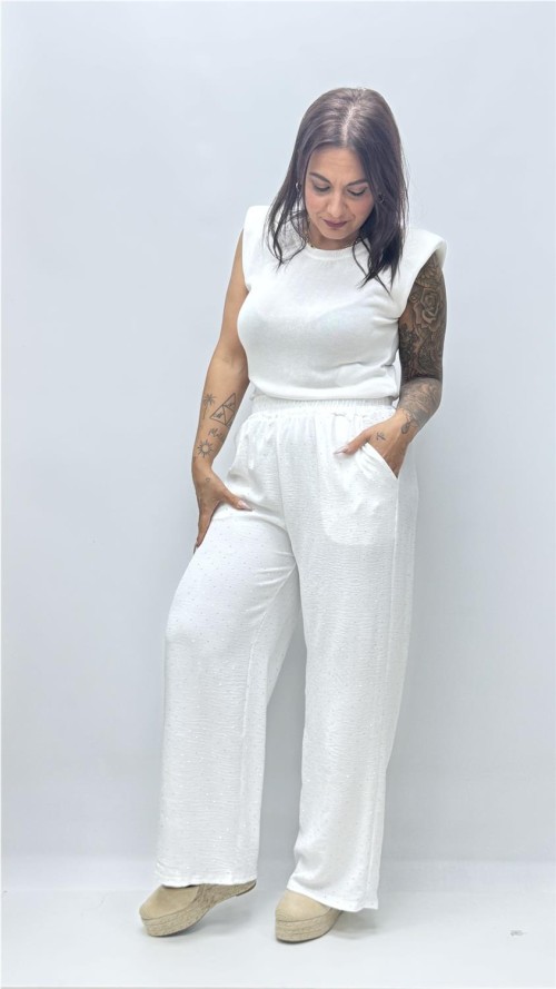 PANTALON BRILLANTE BLANCO