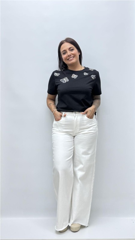 CAMISETA MARIPOSA NEGRO