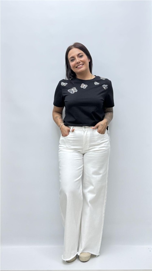CAMISETA MARIPOSA NEGRO