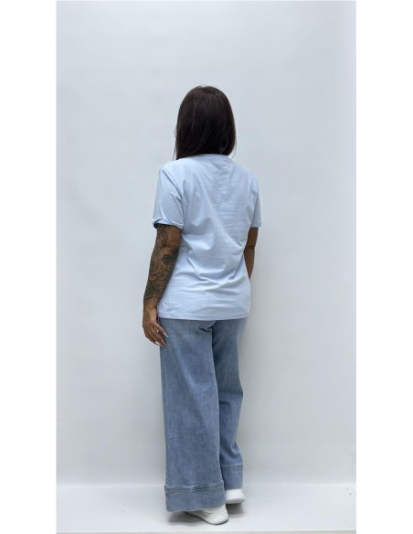 CAMISETA BASICA CUELLO REDONDO AZUL