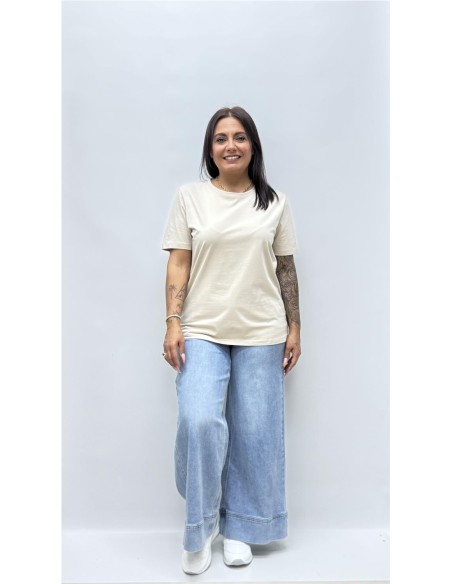 CAMISETA BASICA CUELLO REDONDO BEIG