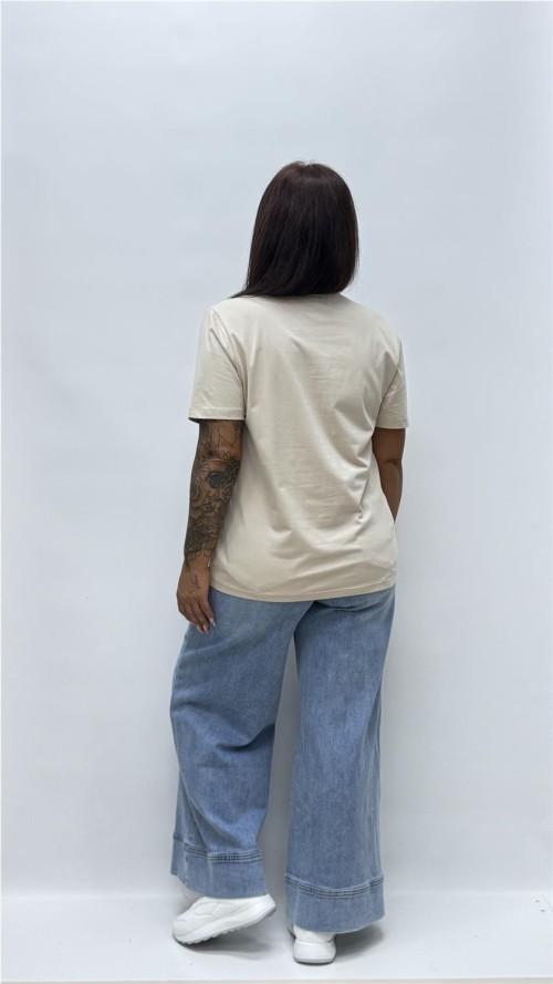 CAMISETA BASICA CUELLO REDONDO BEIG