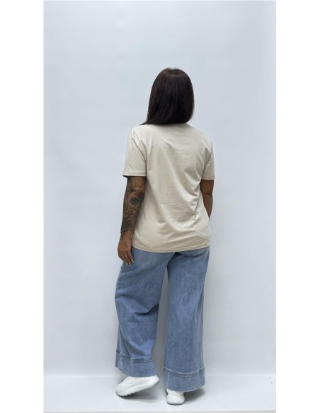 CAMISETA BASICA CUELLO REDONDO BEIG