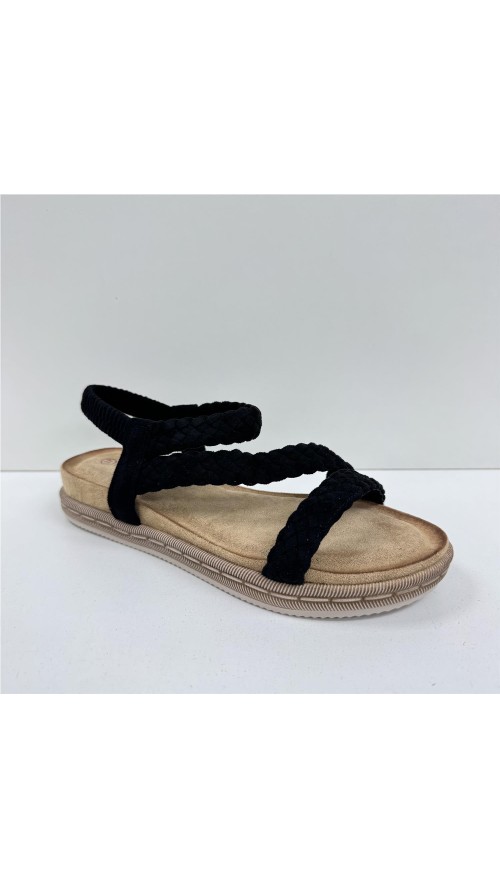 SANDALIA TIRAS TRENZA NEGRO