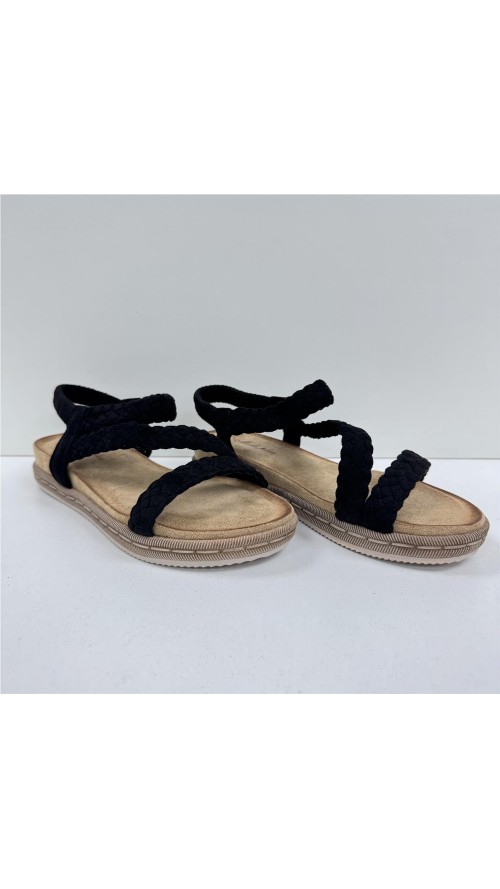 SANDALIA TIRAS TRENZA NEGRO