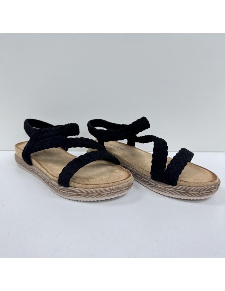 SANDALIA TIRAS TRENZA NEGRO
