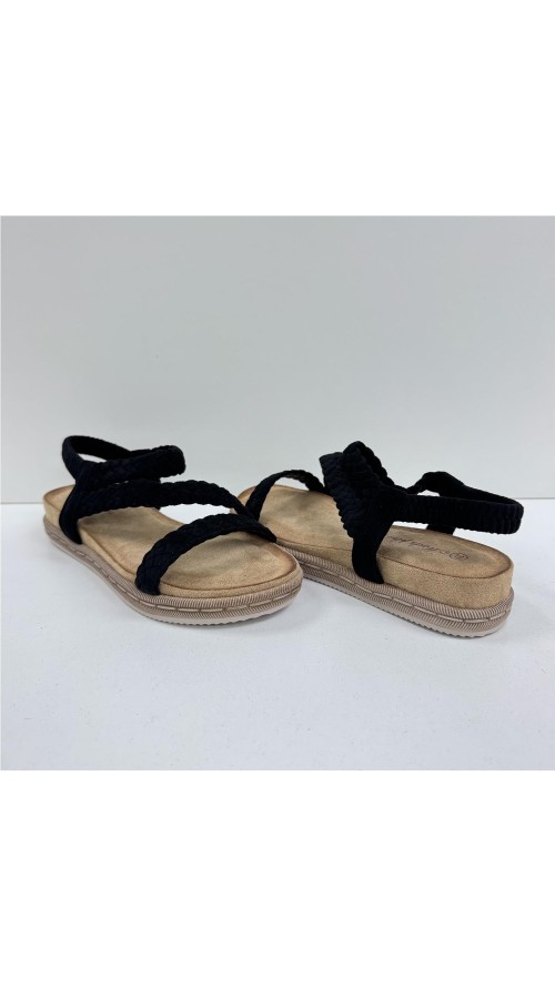 SANDALIA TIRAS TRENZA NEGRO