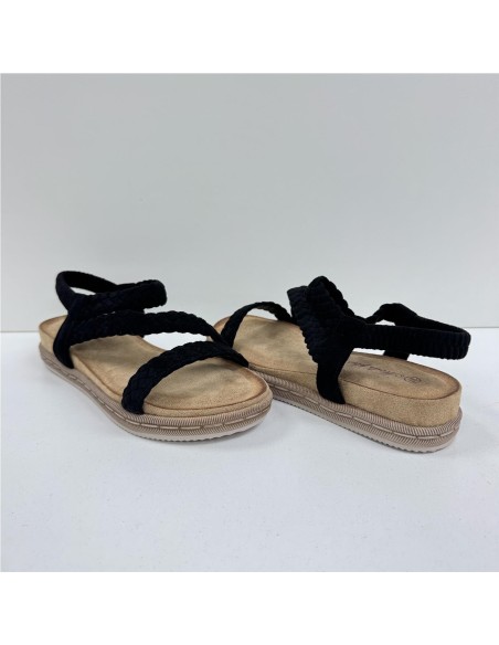 SANDALIA TIRAS TRENZA NEGRO