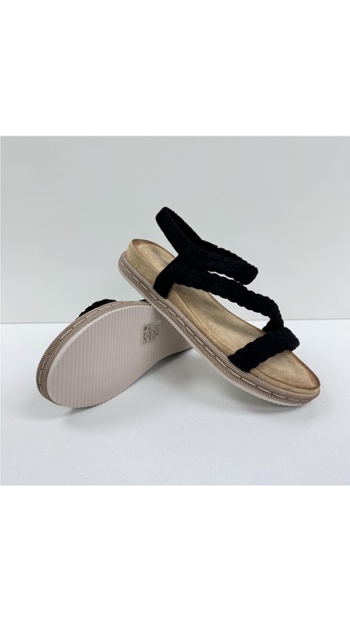 SANDALIA TIRAS TRENZA NEGRO