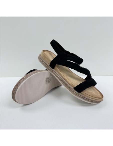 SANDALIA TIRAS TRENZA NEGRO