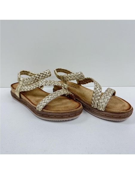 SANDALIA TIRAS TRENZA ORO
