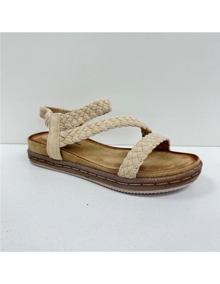 SANDALIA TIRAS TRENZA BEIG