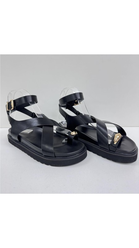 SANDALIA TIRAS NAPA NEGRO 2