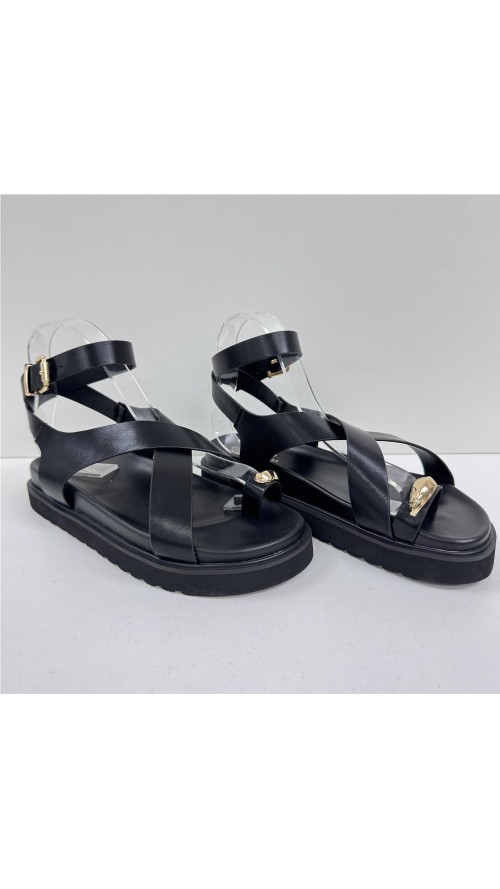 SANDALIA TIRAS NAPA NEGRO