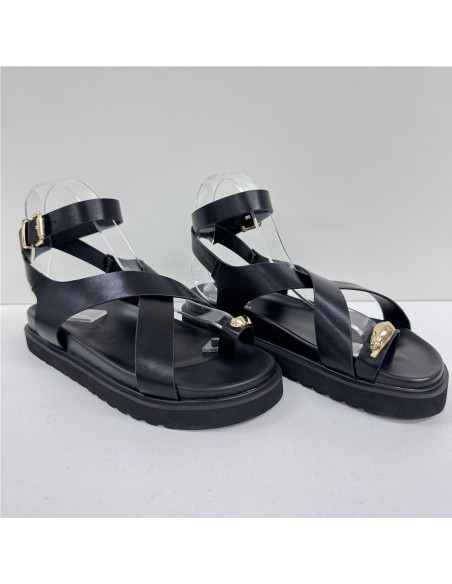 SANDALIA TIRAS NAPA NEGRO