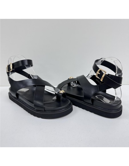 SANDALIA TIRAS NAPA NEGRO