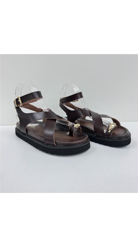 SANDALIA TIRAS NAPA MARRON 2