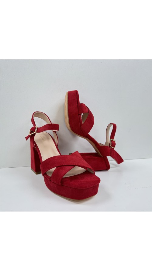 SANDALIA TIRAS CRUZADA ROJO
