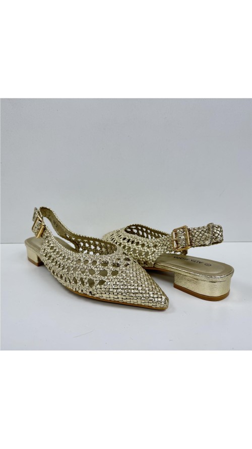 SANDALIA TRENZADA ORO