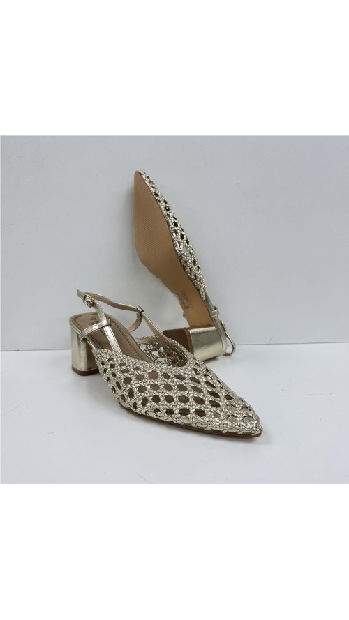 ZAPATO TIRAS TRENZADAS ORO