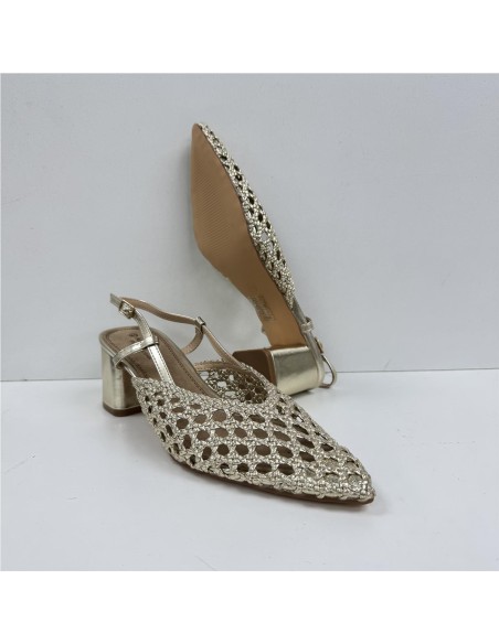 ZAPATO TIRAS TRENZADAS ORO